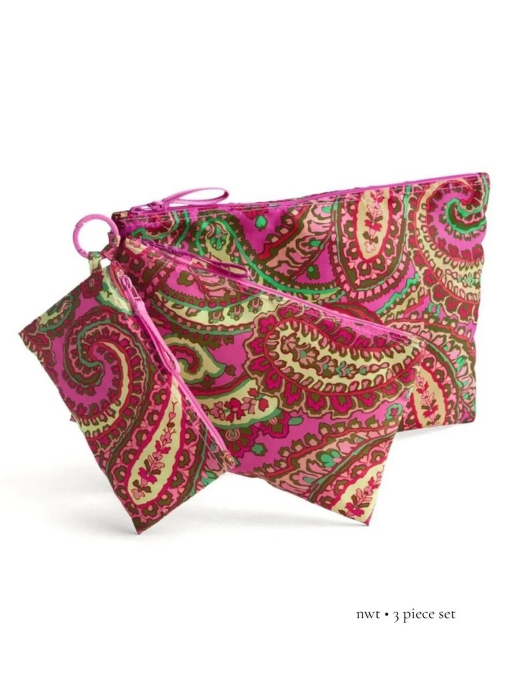 Vera Bradley Capri Pink Ripstop 3 Piece Organizer Set NWT